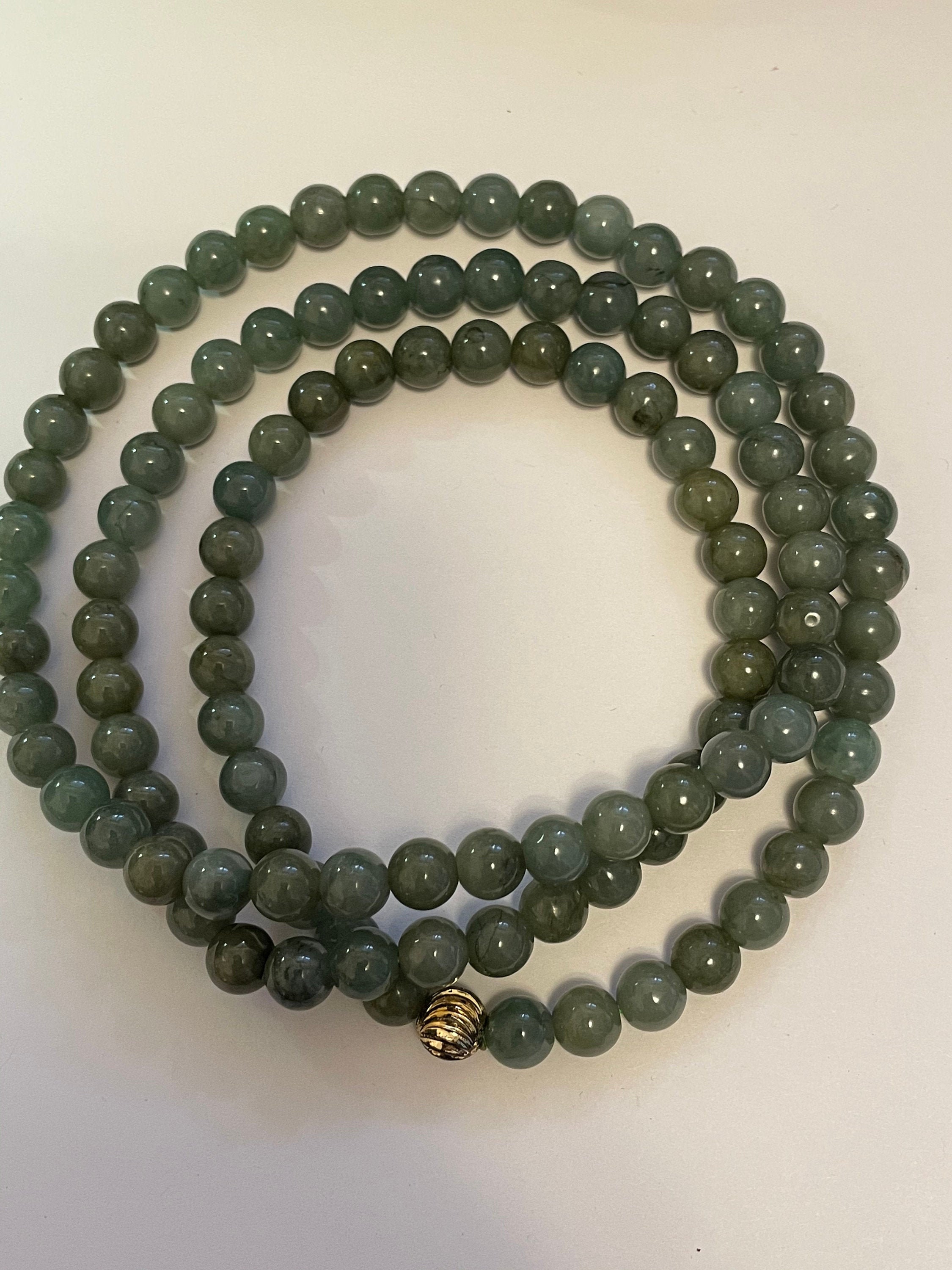 Women 6mm Green Jade Necklace Chain Etsy