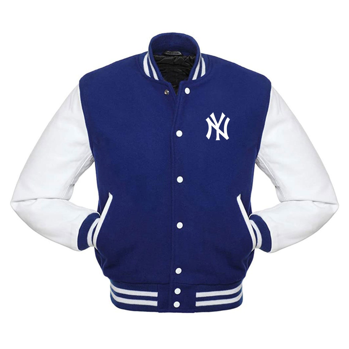 NY Yankees Varsity letterman Jacket Black Wool & White Leather Etsy