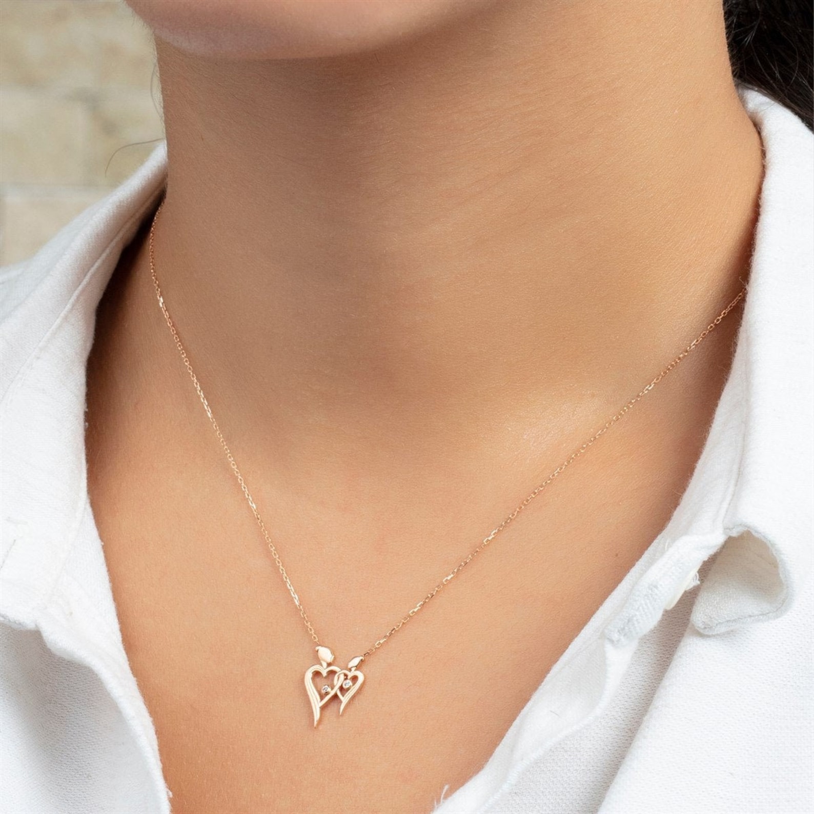 14k Gold Mother and Daughter Necklace & Gold Gold Necklace Etsy