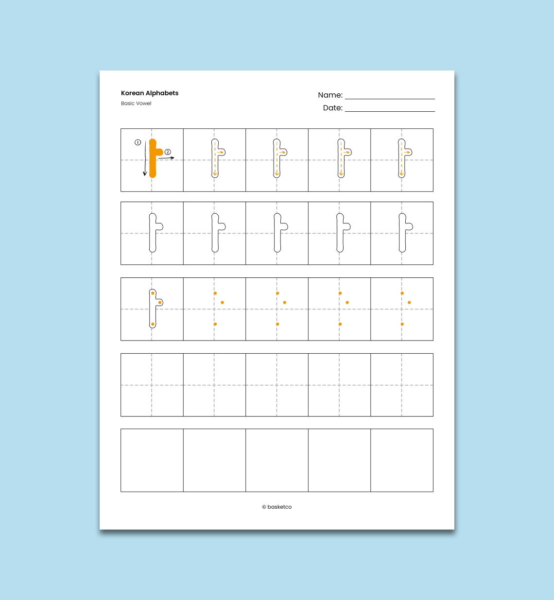 korean writing practice sheet korean alphabet hangul etsy