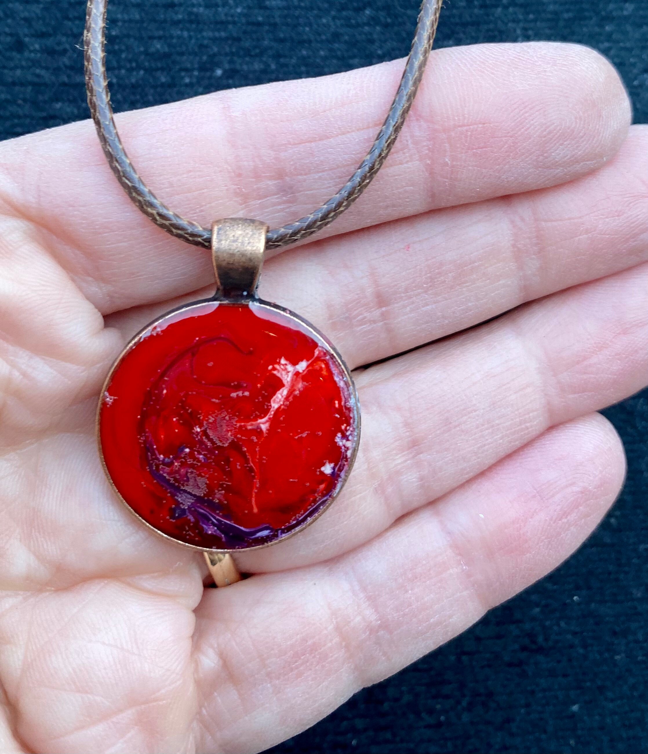 Red pendant necklace Etsy