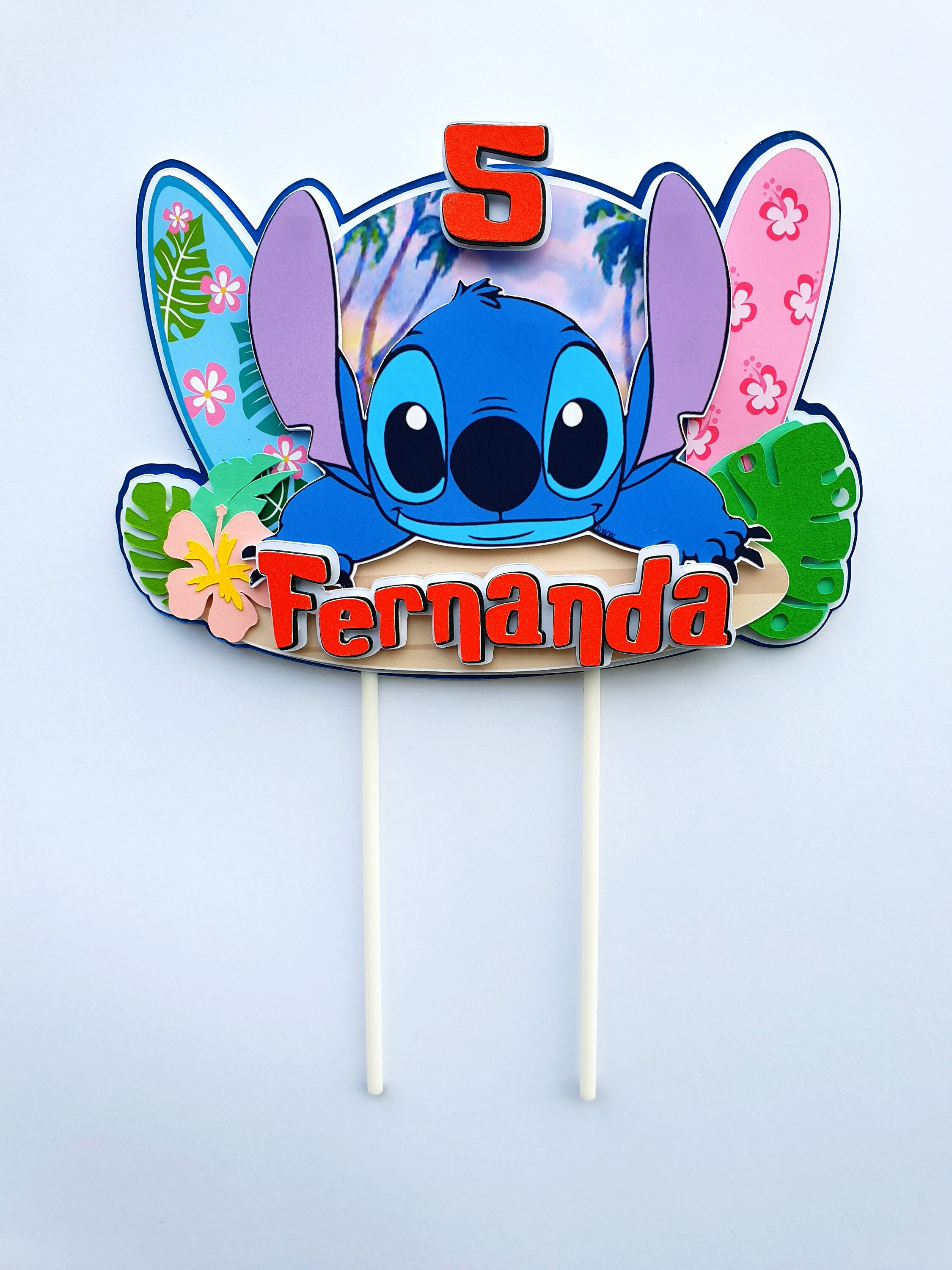 Topper De Gâteau Personnalisable Stitch 3D - Idéal Pour Anniversaire