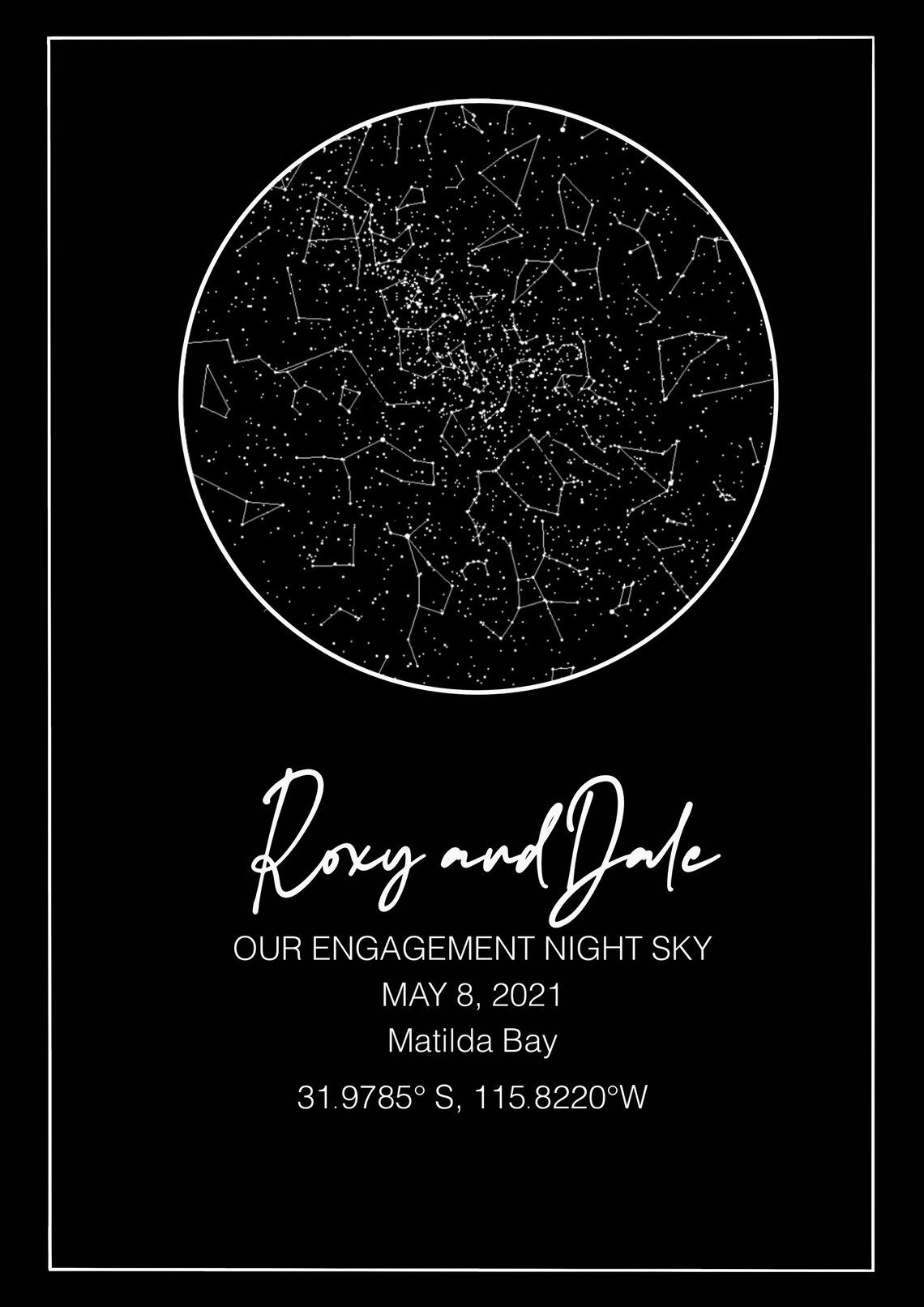 Night sky Custom date and location digital art Etsy