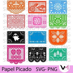 Papel Picado Mexicano SVG, papel picado Png, Digital File, Instant Download, Papel Picado Clipart, Mexican party, Mexican decor Confetti svg