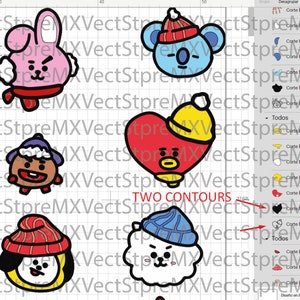 BT21 CHRISTMAS SVG - 8 Designs - Svg + Png Cricut Cut File, Silhouette Cut File - Instant Digital Download