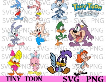 Tiny Toons svg, png, hohe Auflösung, Dateikunst, T-Shirt-Datei, sofortiger Download, Cartoons, 90er, Tiny Toon Adventures, cricut cut-Dateien