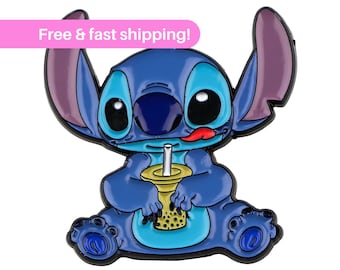 Stitch Enamel Pin - Lilo and Stitch Disney Lapel Pin - Cute Blue Alien Brooch for Jacket Backpack Hat - Ohana Means Family Gift