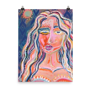 Abstract Face Portrait Print Titled “Stay” - Contemporary Modern Female Beauty Painting - Wall Art - Home Decor