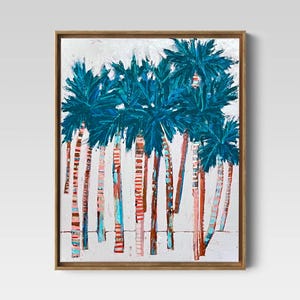 Palm Trees Print - Coastal Tropical Art - Colorful Palms Paintings - Beachy Nature - Teal Pink Multicolor