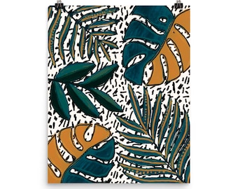 Arte de plantas tropicales - Impresión de arte de hojas - - Arte de pared botánica - Impresiones tropicales abstractas - Mínimo - Contemporáneo