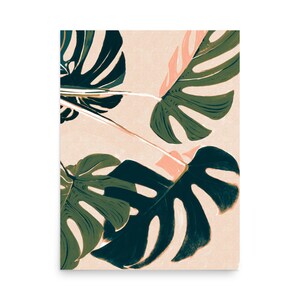Tropical Plant Art - Monstera Leaf Art Print - Green Botanical Art - Botanical Wall Art - Abstract Tropical Prints - Minimal - Contemporary