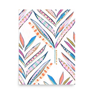 Abstract Leaf Art Print - Colorful Leaves - Tropical Palm Fronds - Organic Boho Pattern - Botanical Plants Wall Art Prints - Multiple Sizes