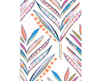Lámina artística abstracta de hojas, hojas coloridas, hojas de palmeras tropicales, patrón bohemio orgánico, impresiones artísticas de pared con plantas botánicas, varios tamaños