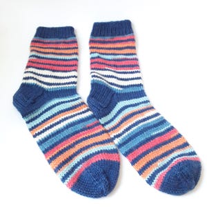 Hand Knitted Wool Socks: Colorful Winter Cozy Socks