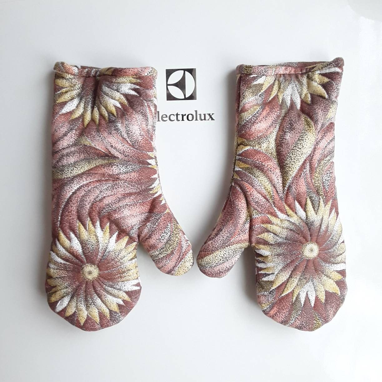 Magnetic Oven Mitts Kitchen Gloves With Magnets Floral 