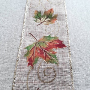 Natural linen table runner, Long Thanksgiving topper, Rustic centerpiece.