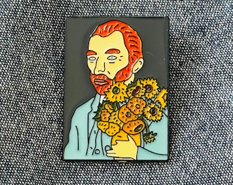 Vincent Van Gogh - Sunflowers - Self Portrait - Art History - Enamel Pin