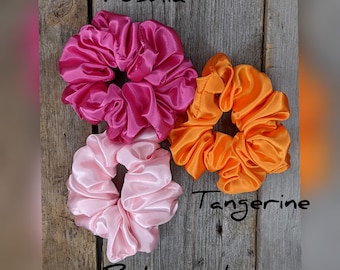 Luxury Satin Scrunchies available in 3 sizes