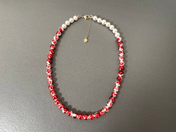 Handmade Choker Necklace Bloody Pearl 