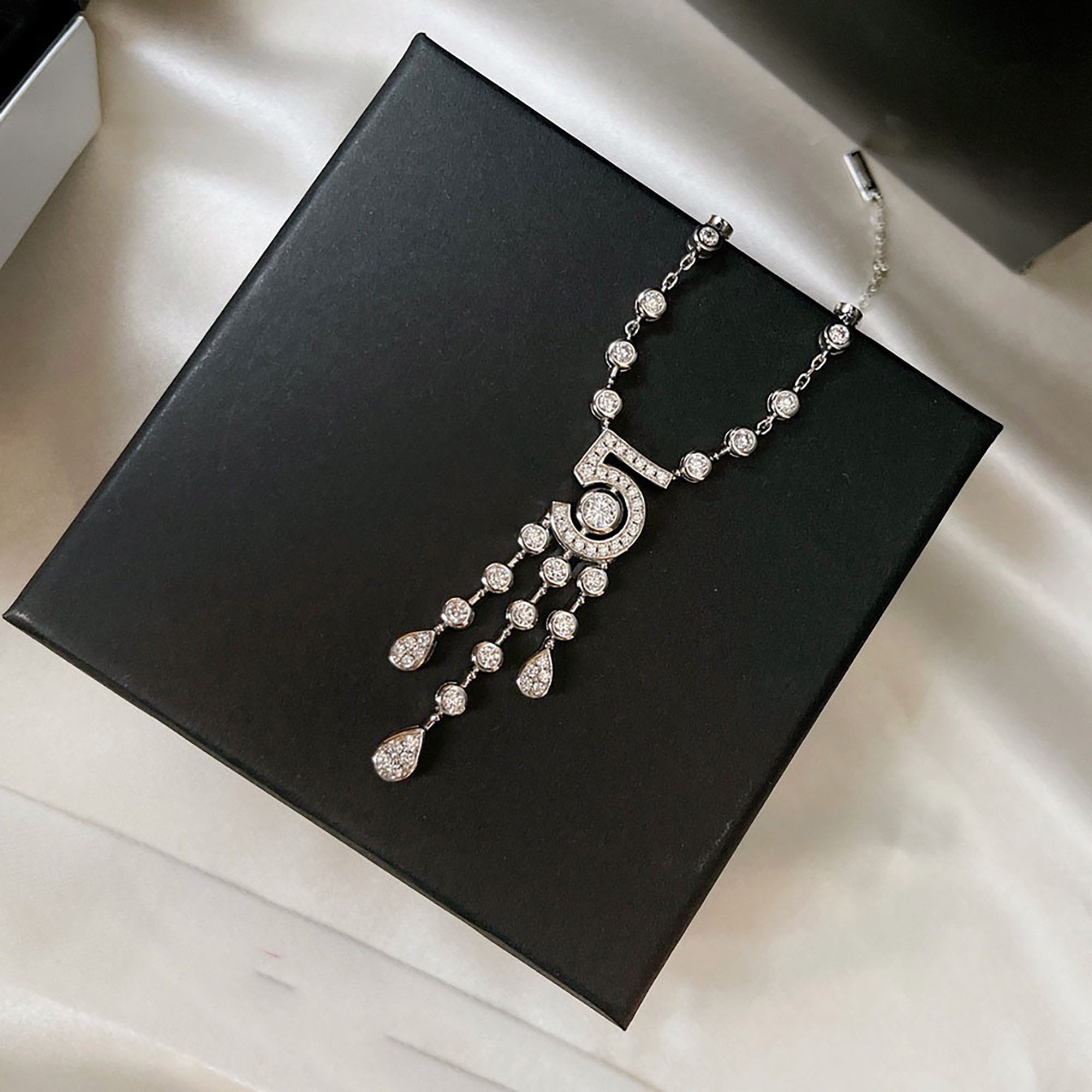 Chanel Necklace AB9582 B10421 NL129, Silver, One Size