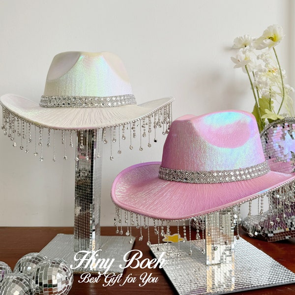 Chapeau de cowboy violet lumineux avec bord LED clignotant, chapeau de