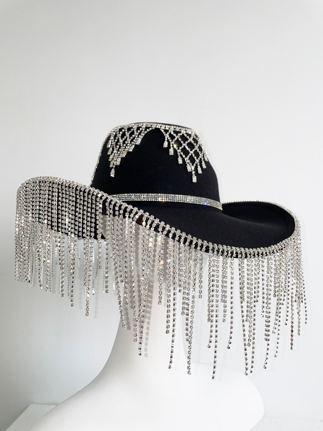 Diamond Rhinestone Fringe Cowboy Hat Birthdays, Bachelorette Party, Country Concert, Festival