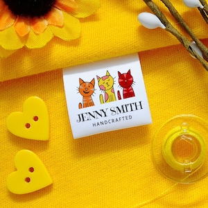 Custom Sewing Labels, Full Color, Clothing Labels, Logo labels, Folded labels, Garment Personalized Fold Over, Fabric Knitting Product Tags