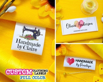 Custom Sewing Labels, Full Color, Clothing Labels, Logo labels, Folded labels, Precut, Personalized Fold Over, Fabric Knitting Product Tags