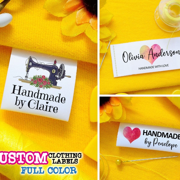 Custom Sewing Labels, Full Color, Clothing Labels, Logo labels, Folded labels, Precut, Personalized Fold Over, Fabric Knitting Product Tags