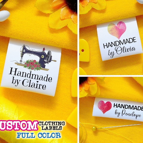 Custom Sewing Labels, Full Color, Clothing Labels, Logo labels, Folded labels, Precut, Personalized Fold Over, Fabric Knitting Product Tags