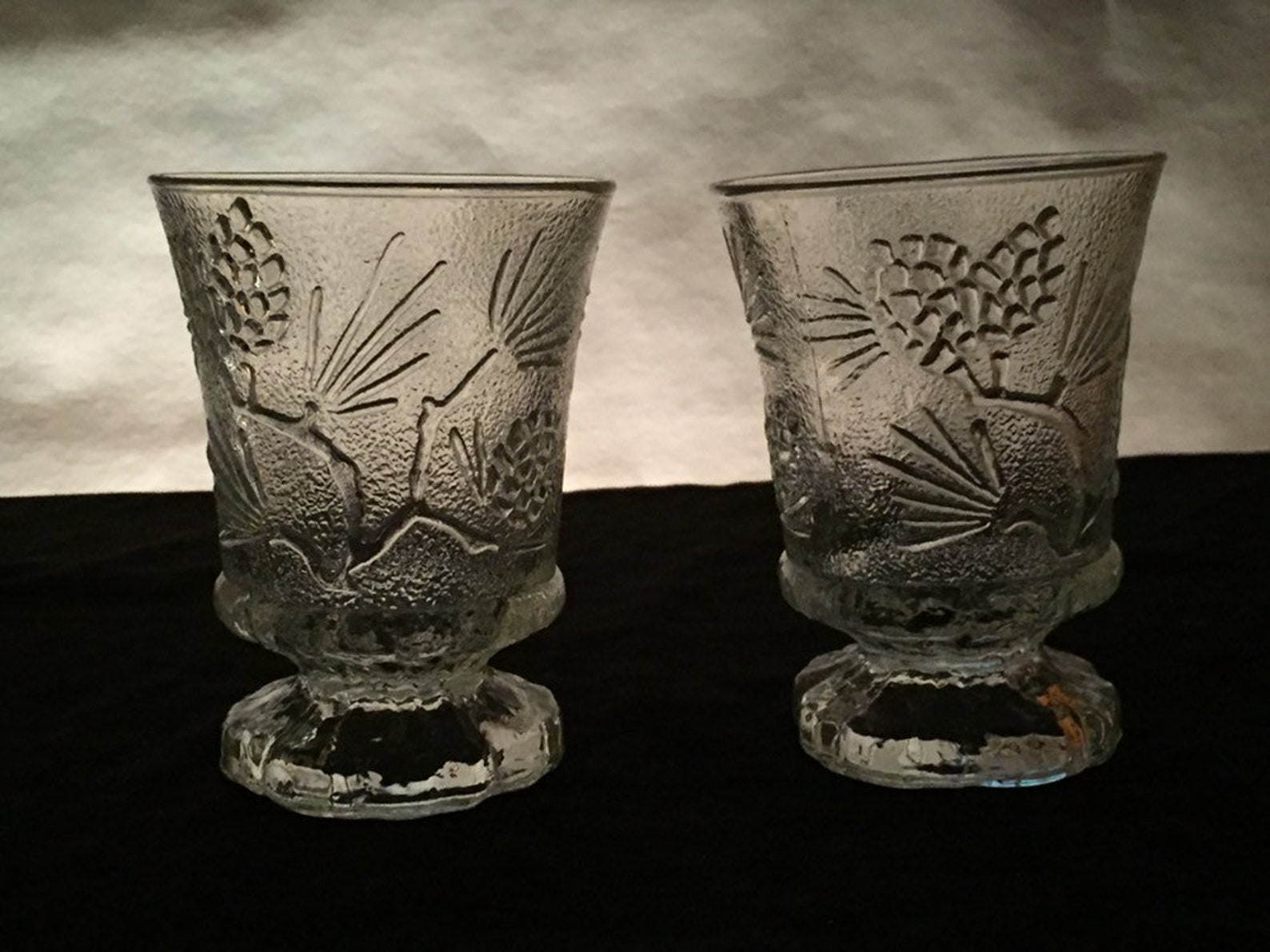 Vintage Tiara Ponderosa Pine Juice Glasses Clear Glass Pine Etsy
