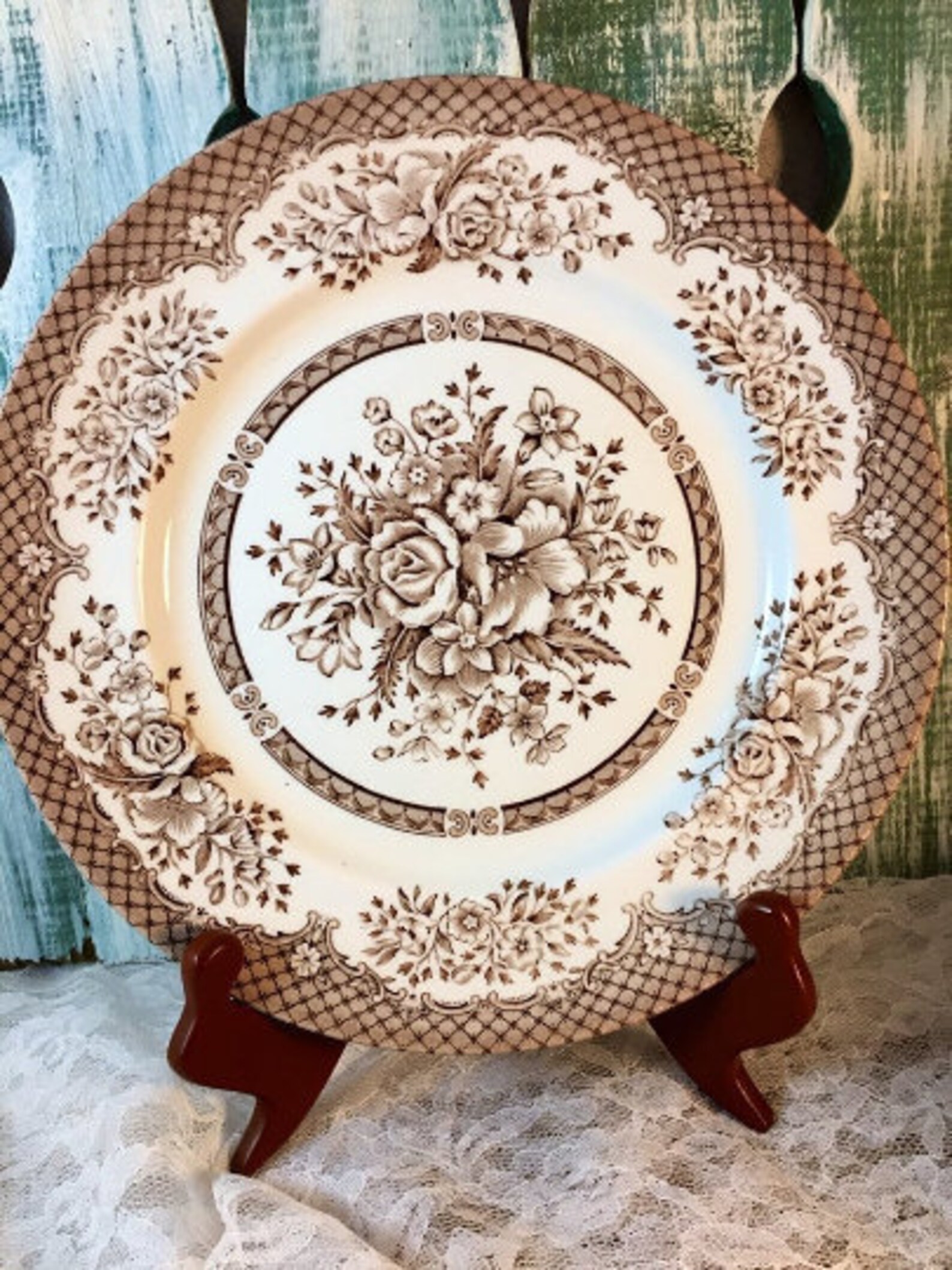 Mismatched Brown Transferware Dinner Plates Set of 8 Brown Etsy