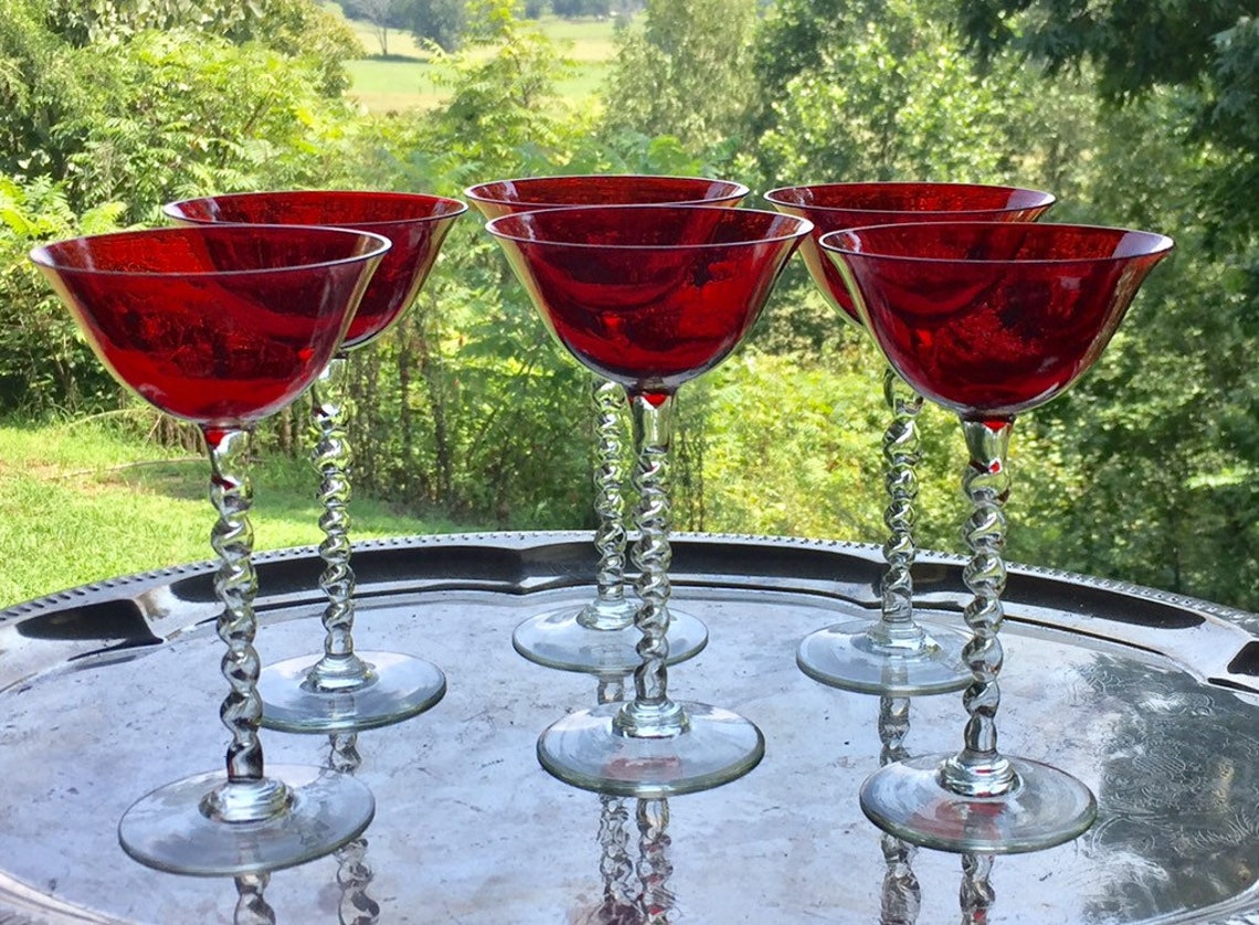 Vintage Cordial Glasses Liqueur Glassware Cocktail Glasses Etsy