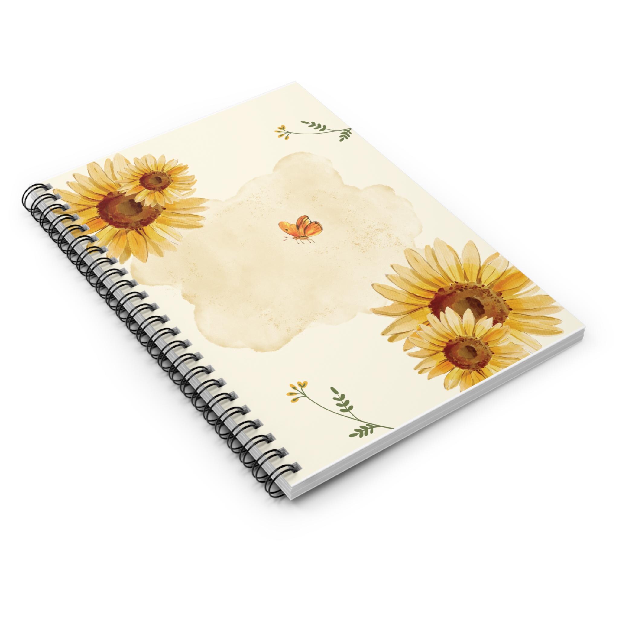 Sunflower Watercolor With Butterfly Spiral Notebook | Ruled Journal - Etsy