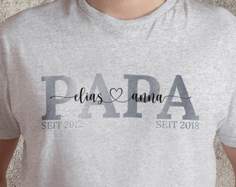 Papa mit Wunschname|n Vatertags T-Shirt mit Deinem Wunschnamen