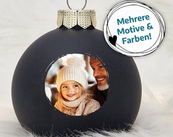 Pallina di Natale "Cerchio con frange" con foto personalizzata | stampa UV di alta qualità su pallina di vetro da 8 cm