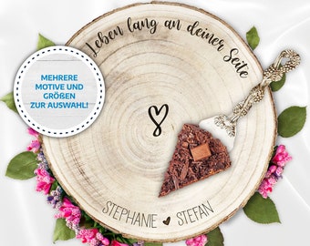 Baumscheibe Tortenplatte graviert mit Deinen Wunschnamen