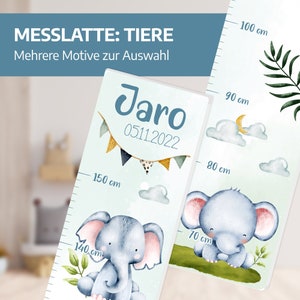 Grafico altezza “Animali” per bambini | personalizzato con nome e motivo desiderato | Regalo personalizzato per nascita, battesimo, compleanno