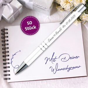 Gravierter Kugelschreiber mit deinem Wunschtext. Unsere personalisierten gravierten Stifte sind ein perfektes Gastgeschenk