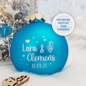 Weihnachtskugeln personalisiert mit eigenem Namen Motiv Liebe hochwertiger UV Druck auf 8cm Glaskugel Bild 1