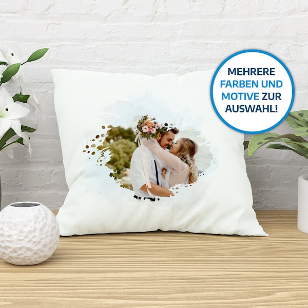 Kissen "Foto" mit personalisiertem Druck, Namen und Foto | persönliches Geschenk | Kissendruck mit Wunschbild