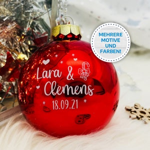 Christmas balls personalized with your own name motif Love high quality UV print on 8 cm glass ball image 4