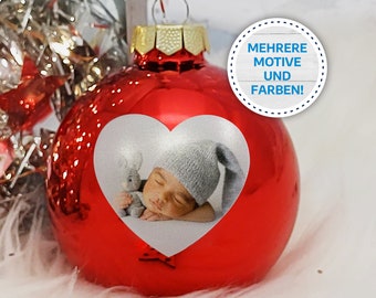 Weihnachtskugel "Herz" mit personalisiertem Foto UV-Druck