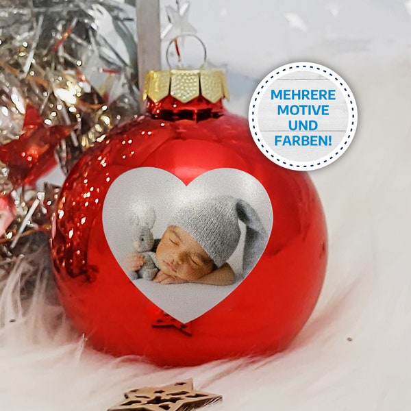 Weihnachtskugel "Herz" mit personalisiertem Foto UV-Druck