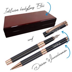 Edles Roségold MARK®TWAIN Set mit Kugelschreiber und Füller, personalisiert mit eigenem Namen oder Logo und hochwertiger Lasergravur