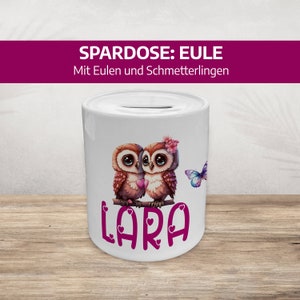 Money box &quot;Eulen&quot; personalized with your desired name