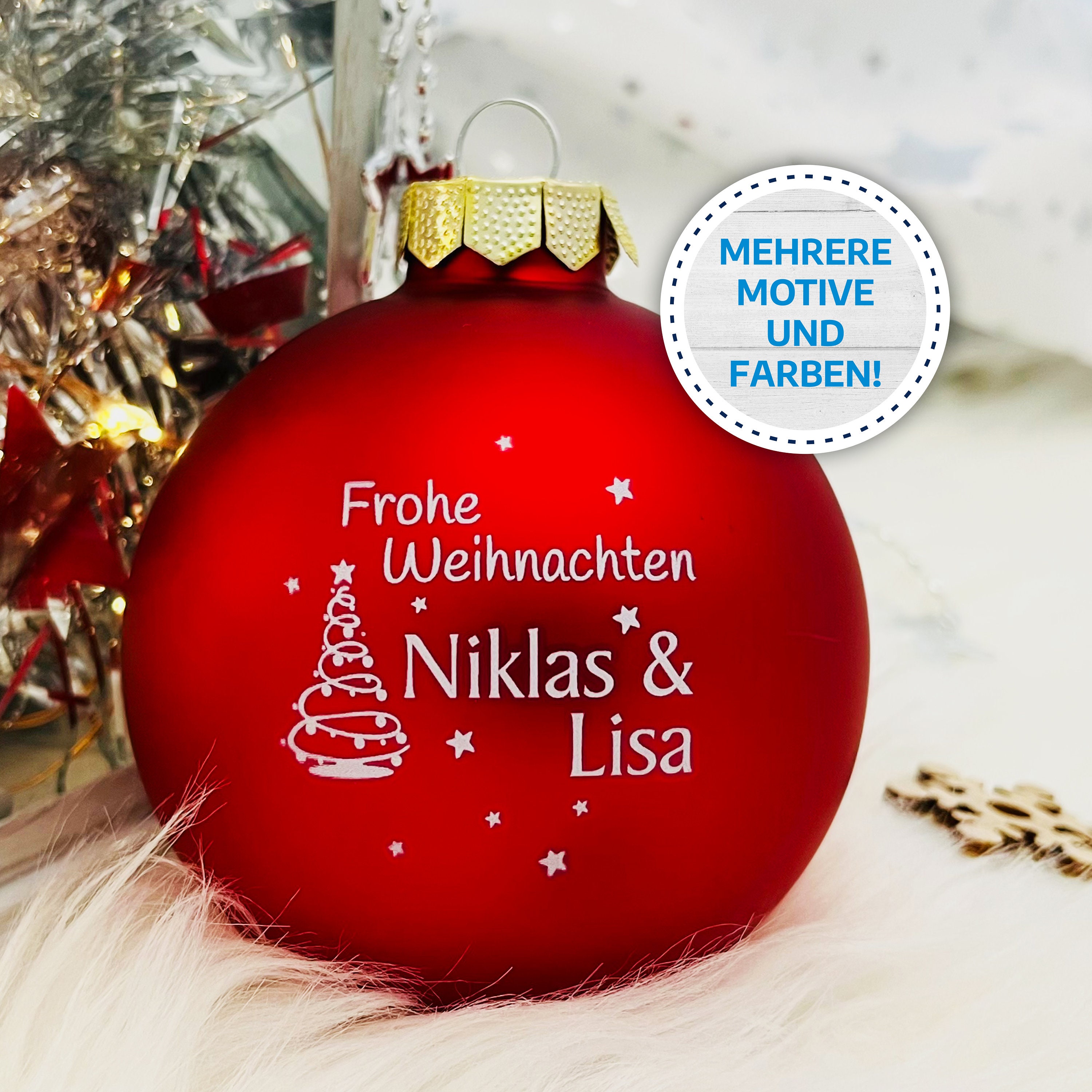 Weihnachtsmann Mit Geschenkesack Und Bäumchen Rot Christbaumkugel Aus
