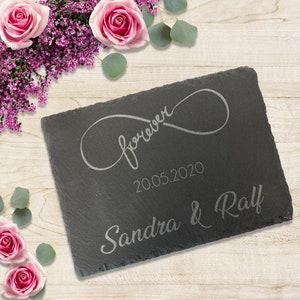 Schieferplatte Hochzeit / Liebe Gravur Lasergravur Dekoration Geschenk Jahrestag Name Personalisiert Liebe Hochzeit Bild 5