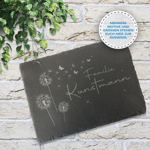 Türschild Schieferplatte mit Gravur | Lasergravur auf Schiefer | Türschild Familie | Namensschild | Geschenk | Name | Personalisiert