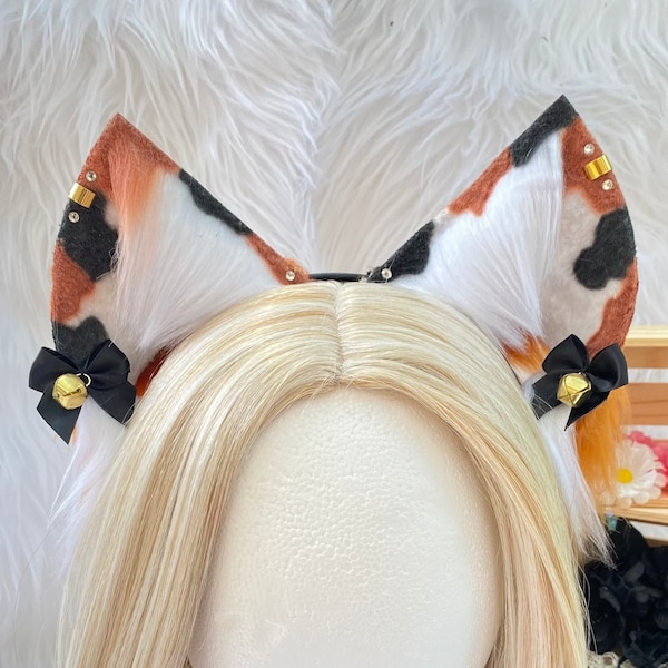 Calico Neko Ears | Realistic Calico Cat Ears | Anime Neko Ears | Cat Ears | Cosplay Ears | Faux Ears | Calico Kitten Ears | Calico Fursona